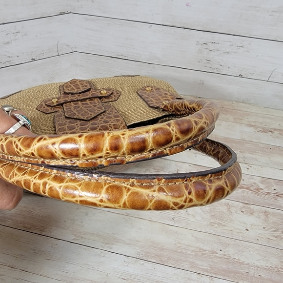 Eric Javits woven straw  and croc embossed handbag - Picture 11 of 15